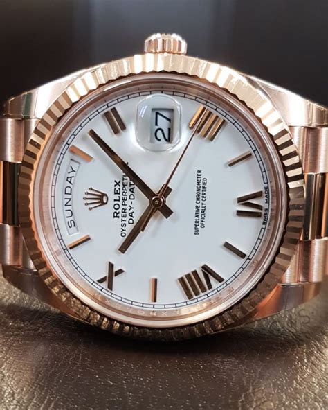 rose gold rolex white face|rolex rose gold day date.